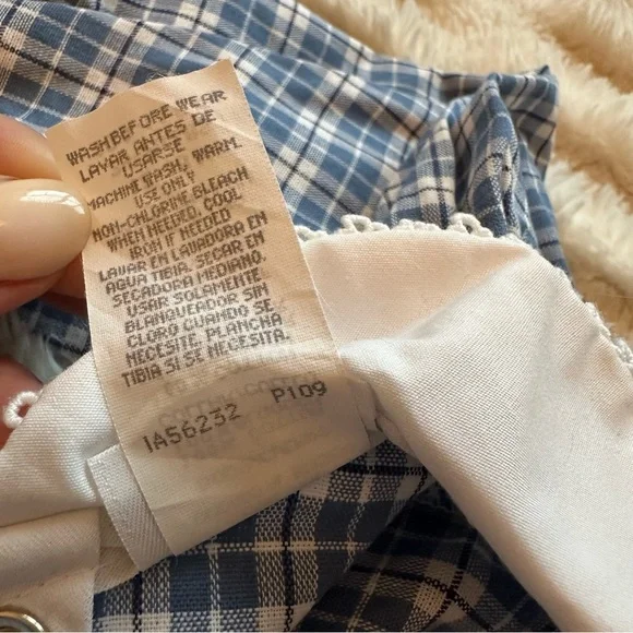 Vintage Carter’s Baby Girl Collar Blue Plaid Smocked Classic Romper 12-18m - Picture 10 of 11